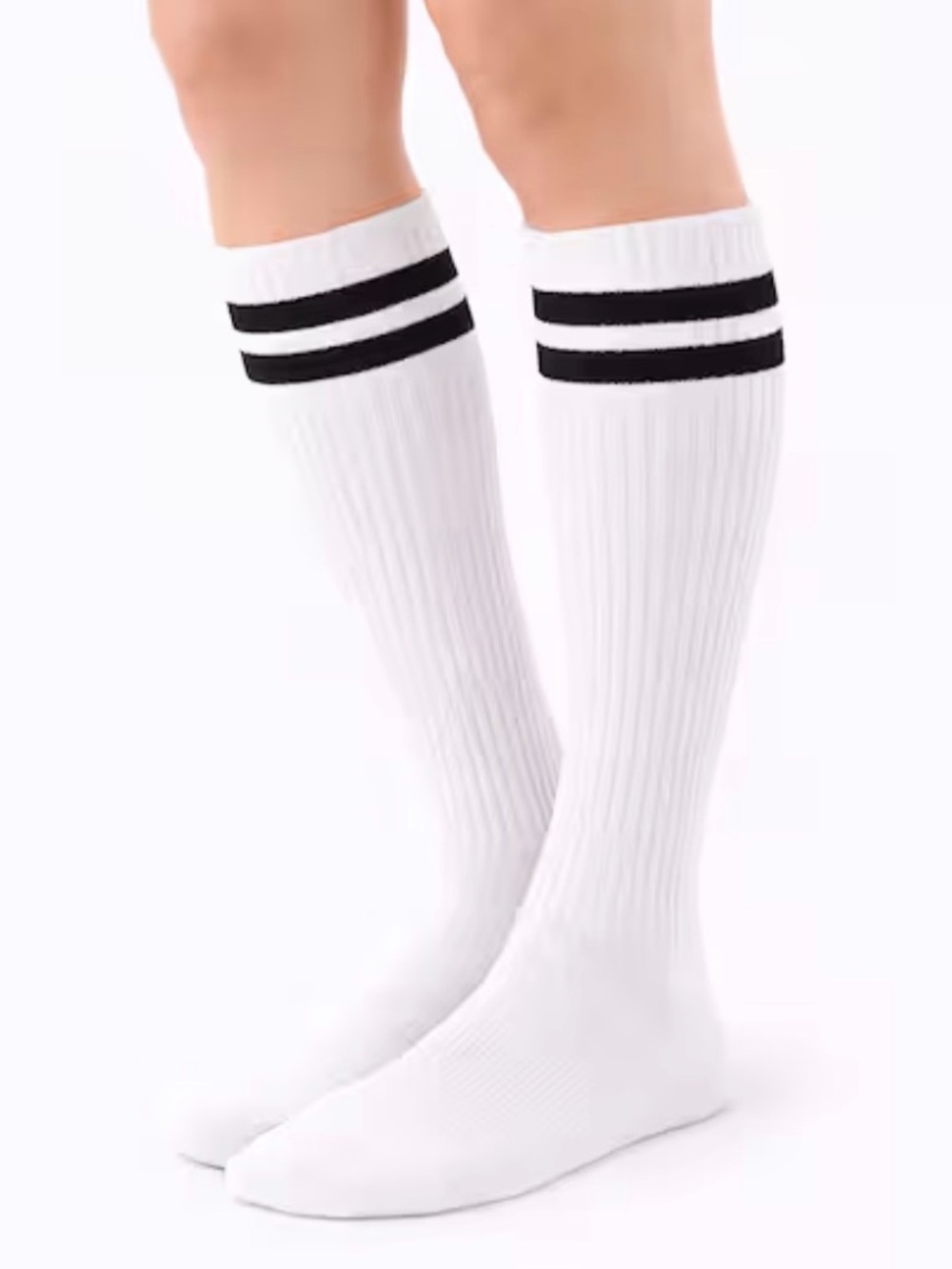 🛍️3/$20🛍️ White Knee-High Athletic Socks with Black Stripes